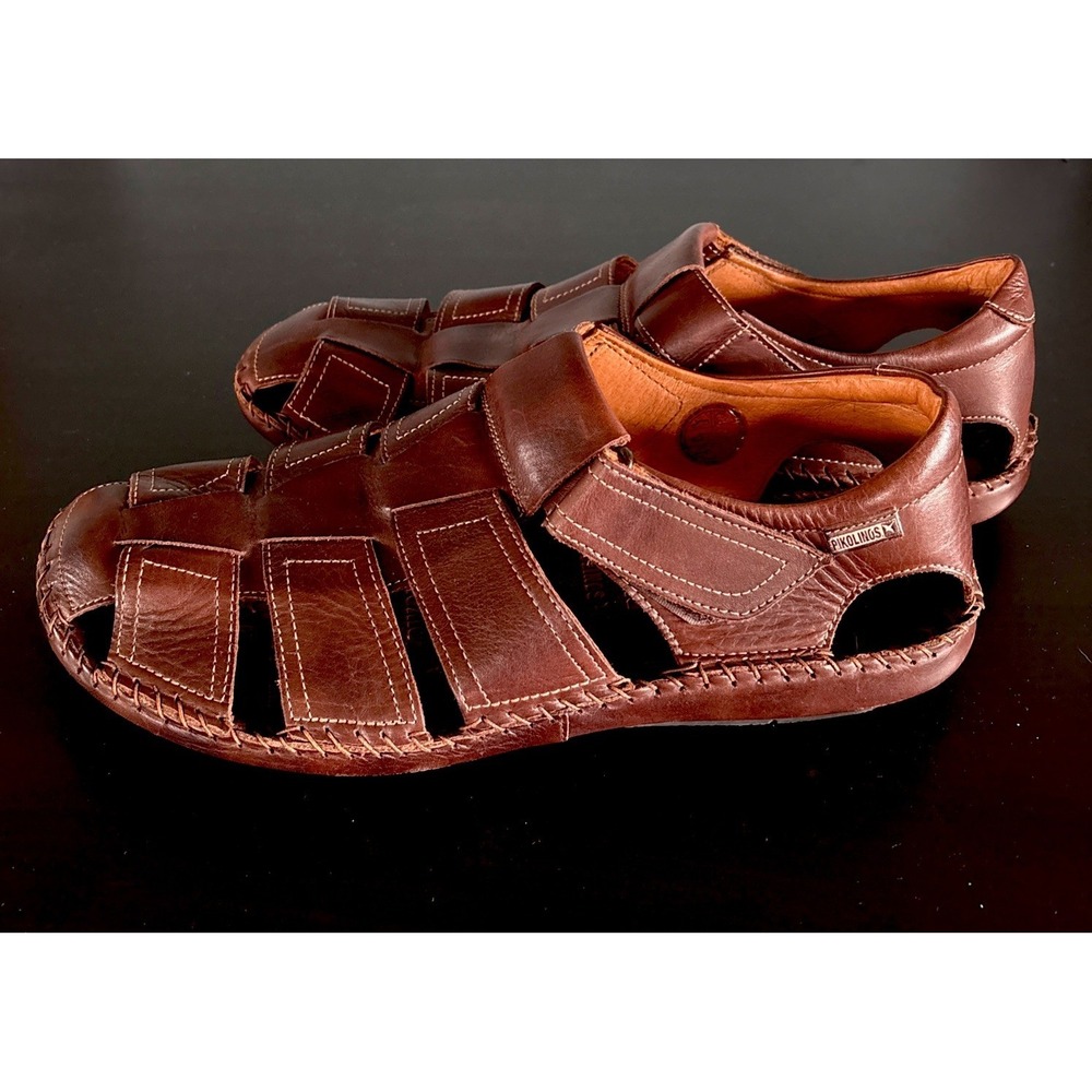 Pikolinos Tarifa Fisherman Sandal Mens 11.5 Brown Calfskin Leather Flat Heel